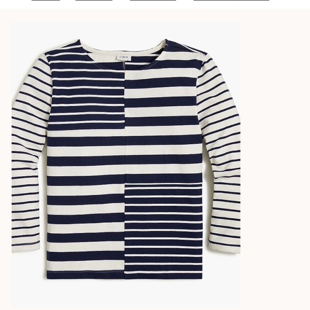 J Crew Mixed Striped Long Sleeve Tee T Shirt L Nautical Mature 2023 #25